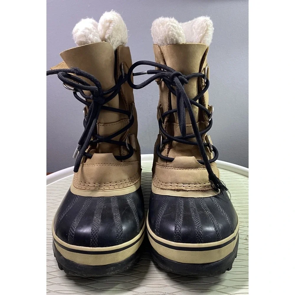 Sorel Caribou Men's Leather Winter Snow Boots‎ Tan Sz. 5